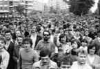 Lubin 1.09.1982, demonstranci na ul. Niepodległości